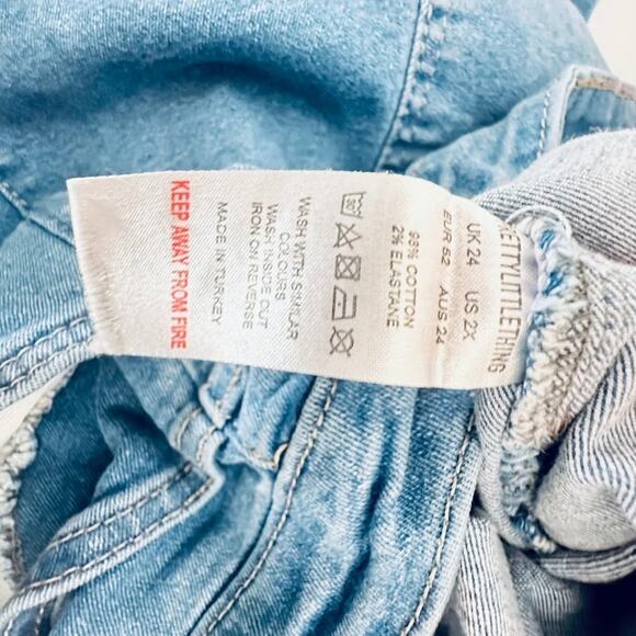 Pretty Little Thing Button Fly High Rise Denim Taper Blue Jeans Stretch Size 20 - Picture 10 of 12